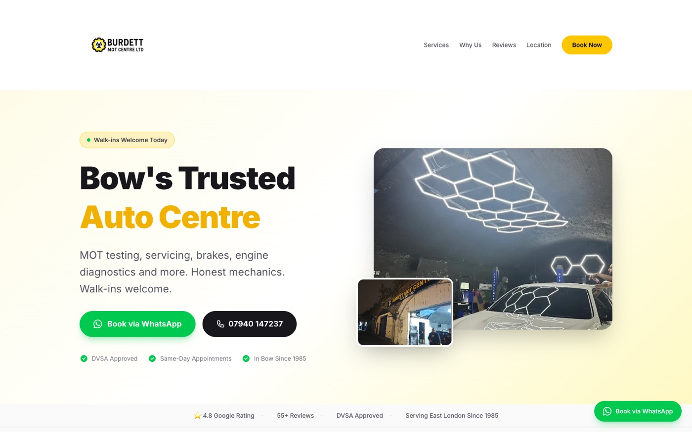 Burdett MOT Centre website