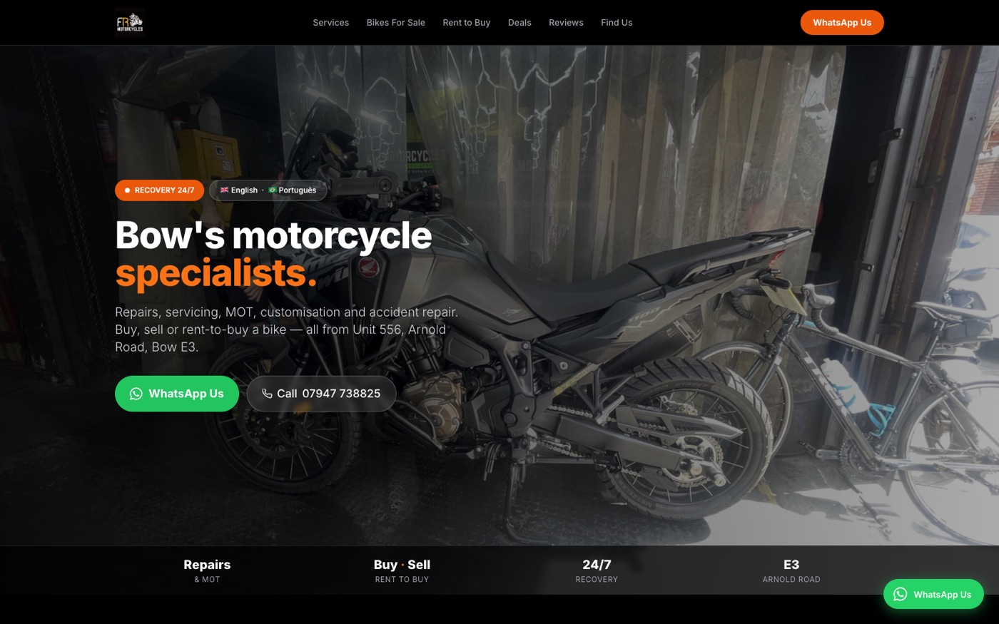 FR Motorcycles website